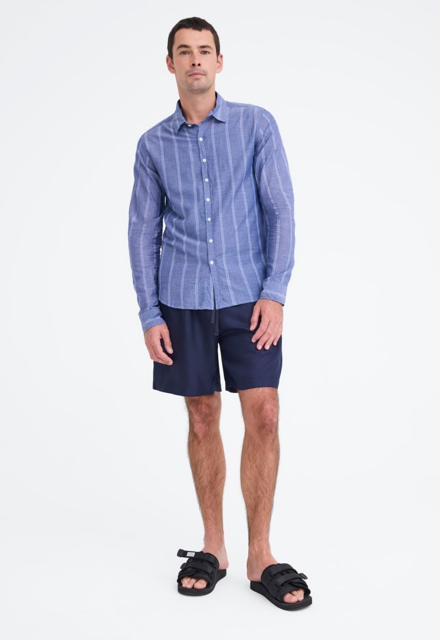 Jac + Jack Beckett Shirt - Wide Stripe Denim Blue